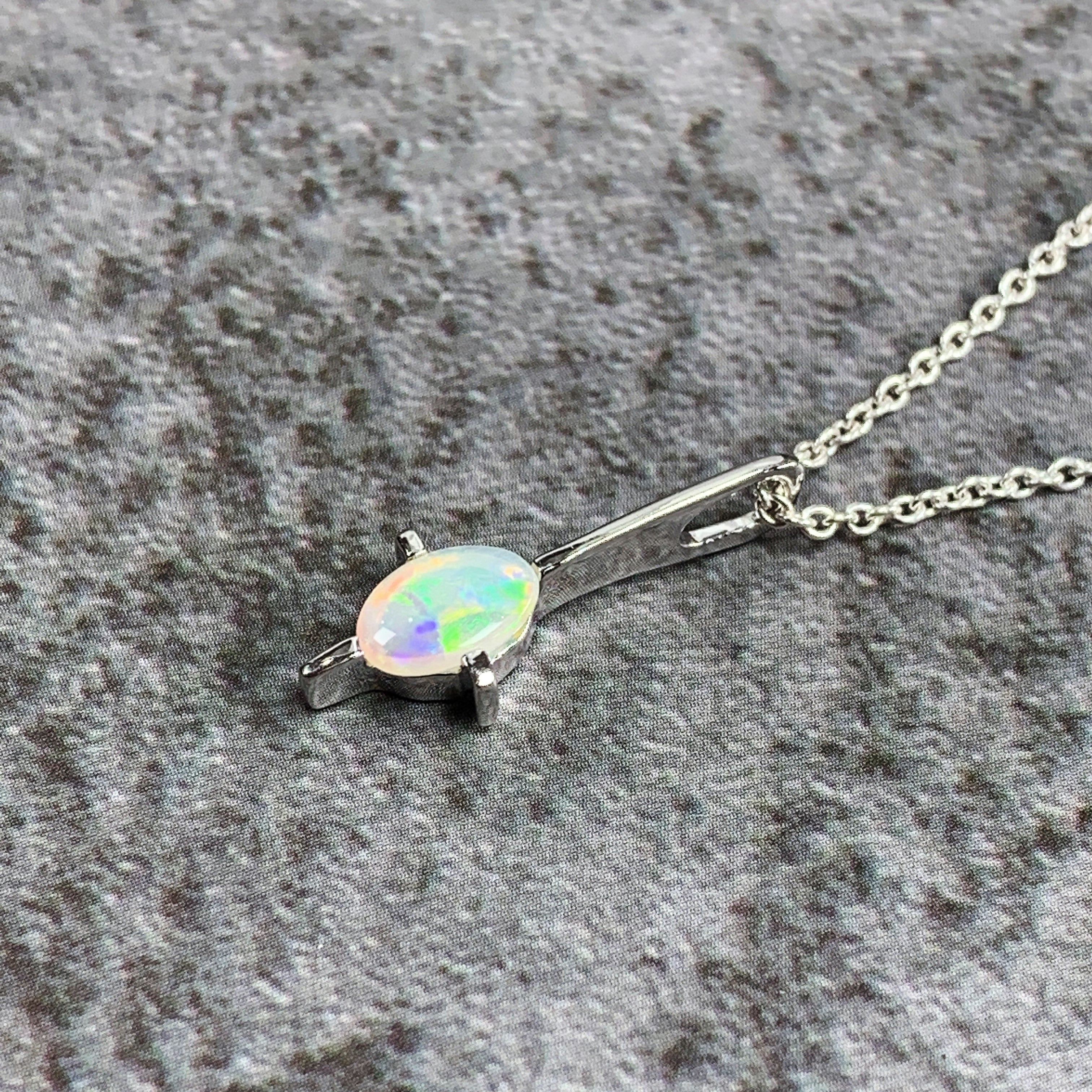 Silver drop pendant design 7x5mm White Opal - Masterpiece Jewellery Opal & Gems Sydney Australia | Online Shop