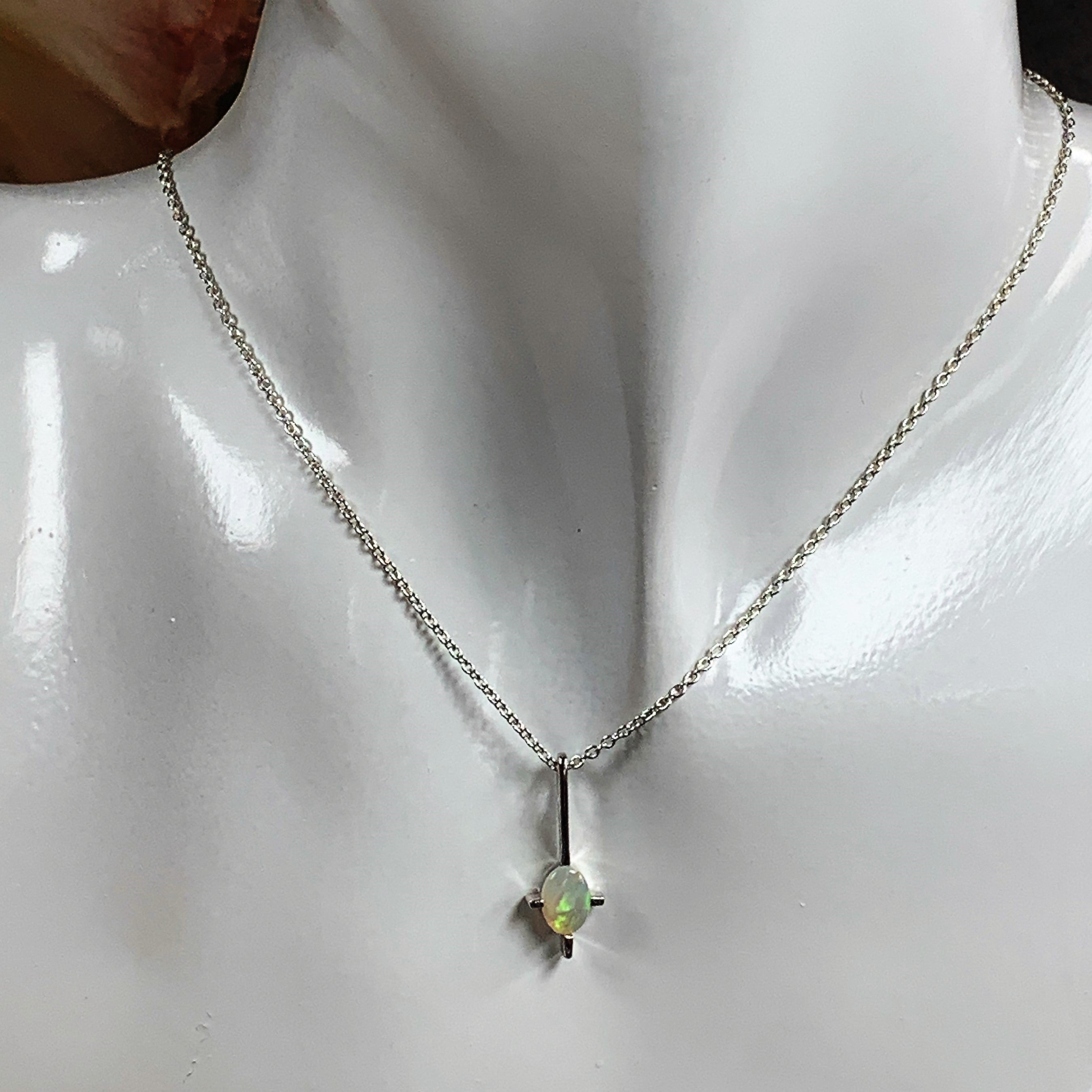 Silver drop pendant design 7x5mm White Opal - Masterpiece Jewellery Opal & Gems Sydney Australia | Online Shop