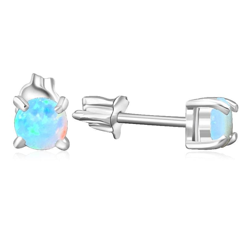 Sterling Silver 4mm White Opal studs - Masterpiece Jewellery Opal & Gems Sydney Australia | Online Shop