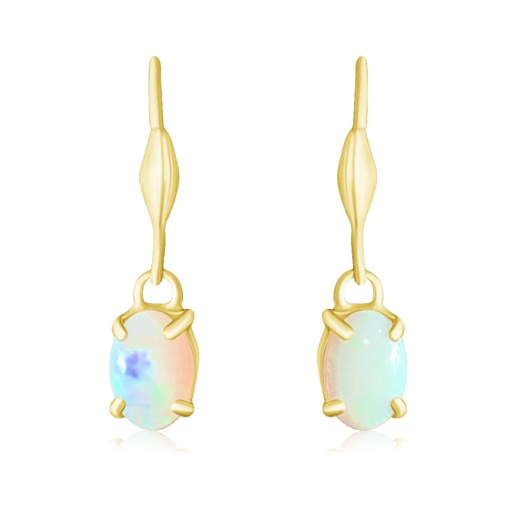 Sterling Silver Dangling 7x5mm White Opal earrings - Masterpiece Jewellery Opal & Gems Sydney Australia | Online Shop