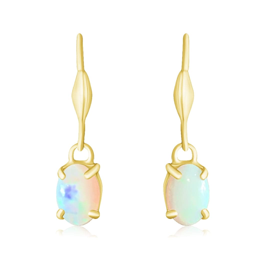 Sterling Silver Dangling 7x5mm White Opal earrings - Masterpiece Jewellery Opal & Gems Sydney Australia | Online Shop