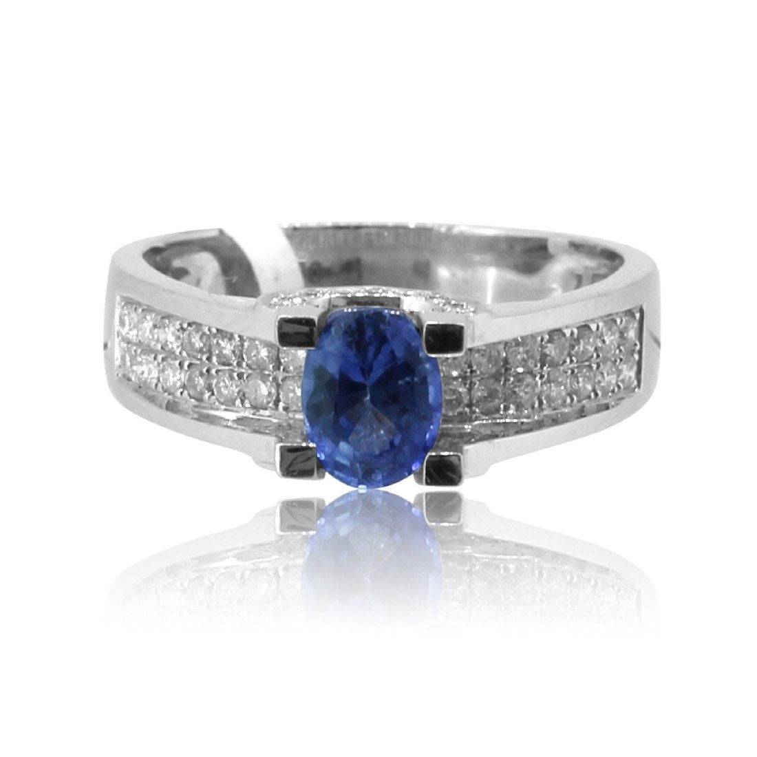 18kt White Gold Sapphire and Diamond ring - Masterpiece Jewellery Opal & Gems Sydney Australia | Online Shop