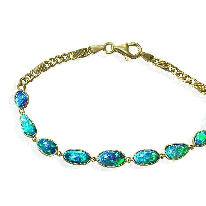 18kt Yellow Gold Black Opal bracelet - Masterpiece Jewellery Opal & Gems Sydney Australia | Online Shop