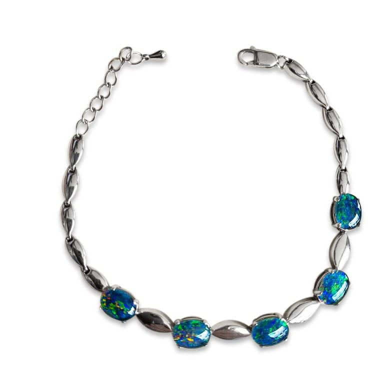 Australian Opal Triplets Bracelet set in sterling sliver - Masterpiece Jewellery Opal & Gems Sydney Australia | Online Shop