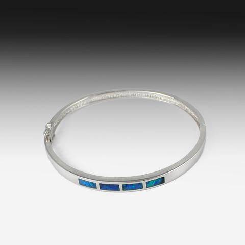 Silver Opal Inlay bangle - Masterpiece Jewellery Opal & Gems Sydney Australia | Online Shop