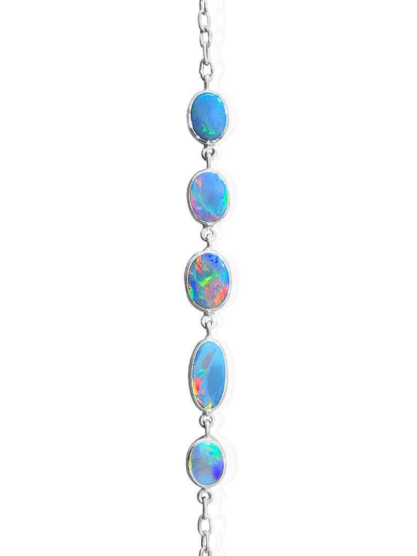 Sterling Silver Black Opal bracelet - Masterpiece Jewellery Opal & Gems Sydney Australia | Online Shop
