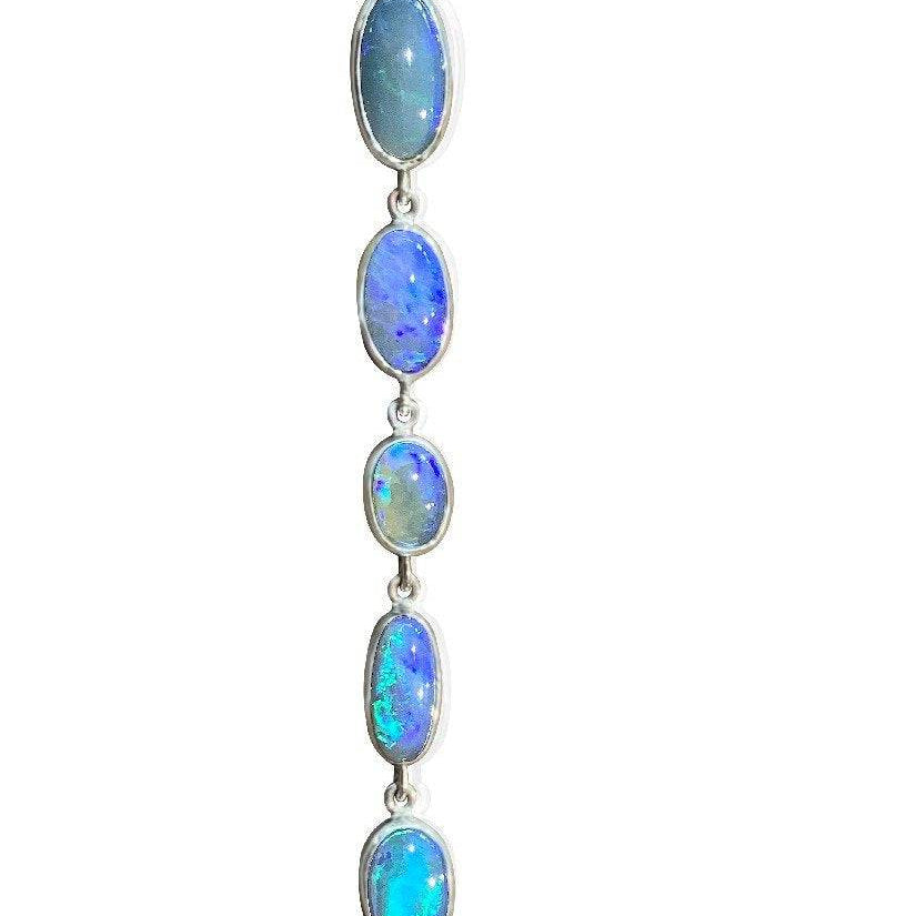 Sterling Silver Black Opal bracelet - Masterpiece Jewellery Opal & Gems Sydney Australia | Online Shop