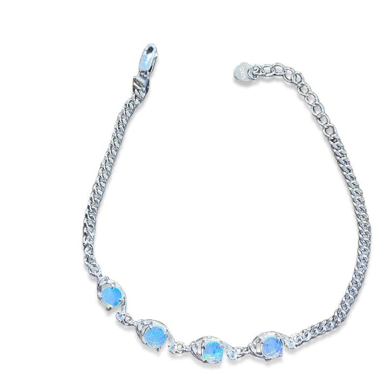 Sterling silver bracelet with 4 Australian white Opal - Masterpiece Jewellery Opal & Gems Sydney Australia | Online Shop