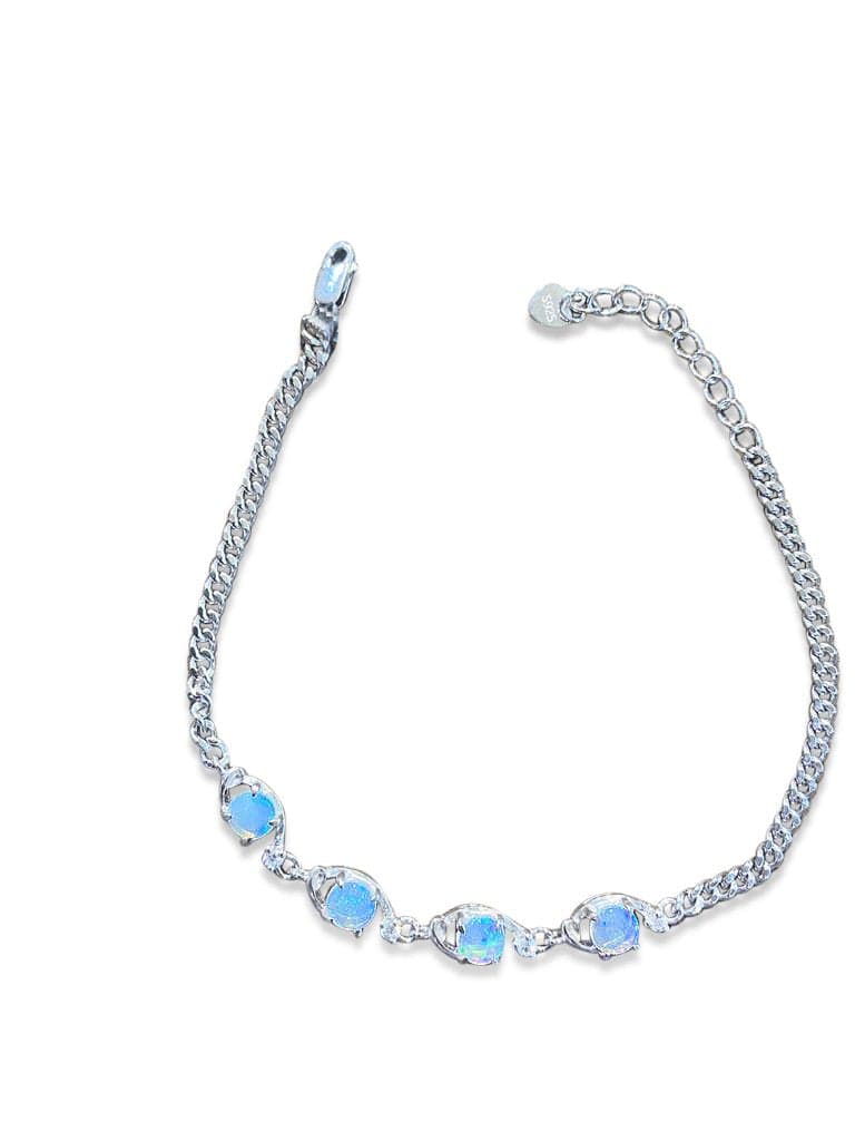 Sterling silver bracelet with 4 Australian white Opal - Masterpiece Jewellery Opal & Gems Sydney Australia | Online Shop