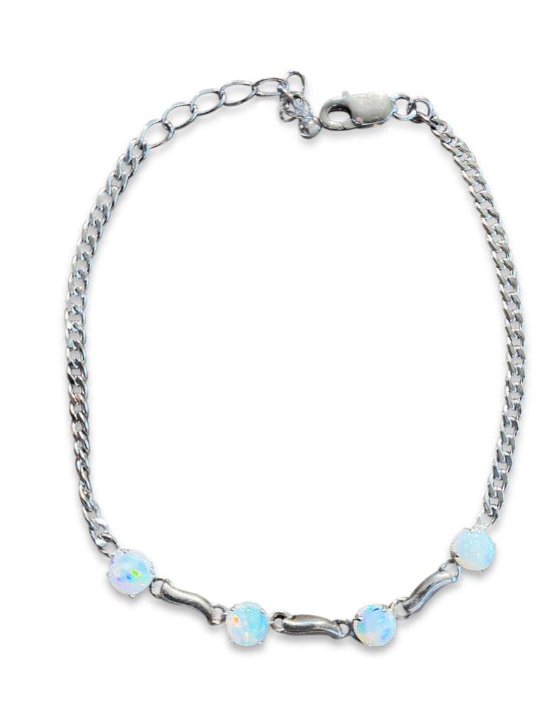 Sterling Sliver bracelet set with 4 South Australian white opal - Masterpiece Jewellery Opal & Gems Sydney Australia | Online Shop