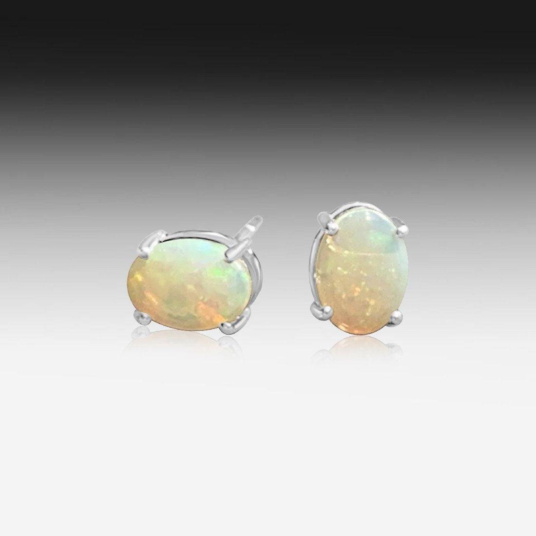 14kt White Gold Opal studs - Masterpiece Jewellery Opal & Gems Sydney Australia | Online Shop