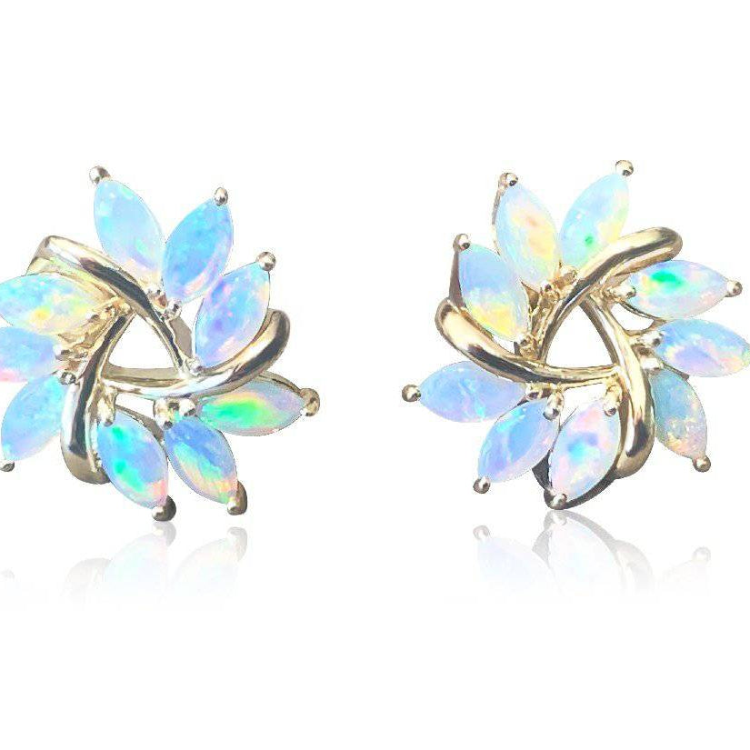 14kt Yellow Gold Opal designer earrings - Masterpiece Jewellery Opal & Gems Sydney Australia | Online Shop