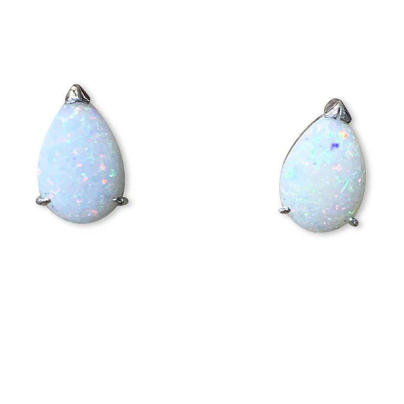 9kt White Gold White Opal studs - Masterpiece Jewellery Opal & Gems Sydney Australia | Online Shop
