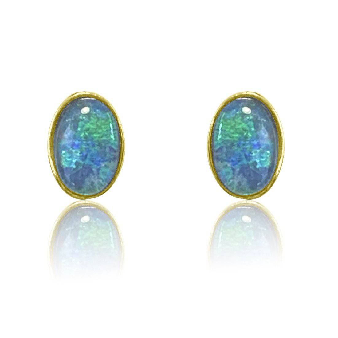 9kt Yellow Gold Opal studs - Masterpiece Jewellery Opal & Gems Sydney Australia | Online Shop
