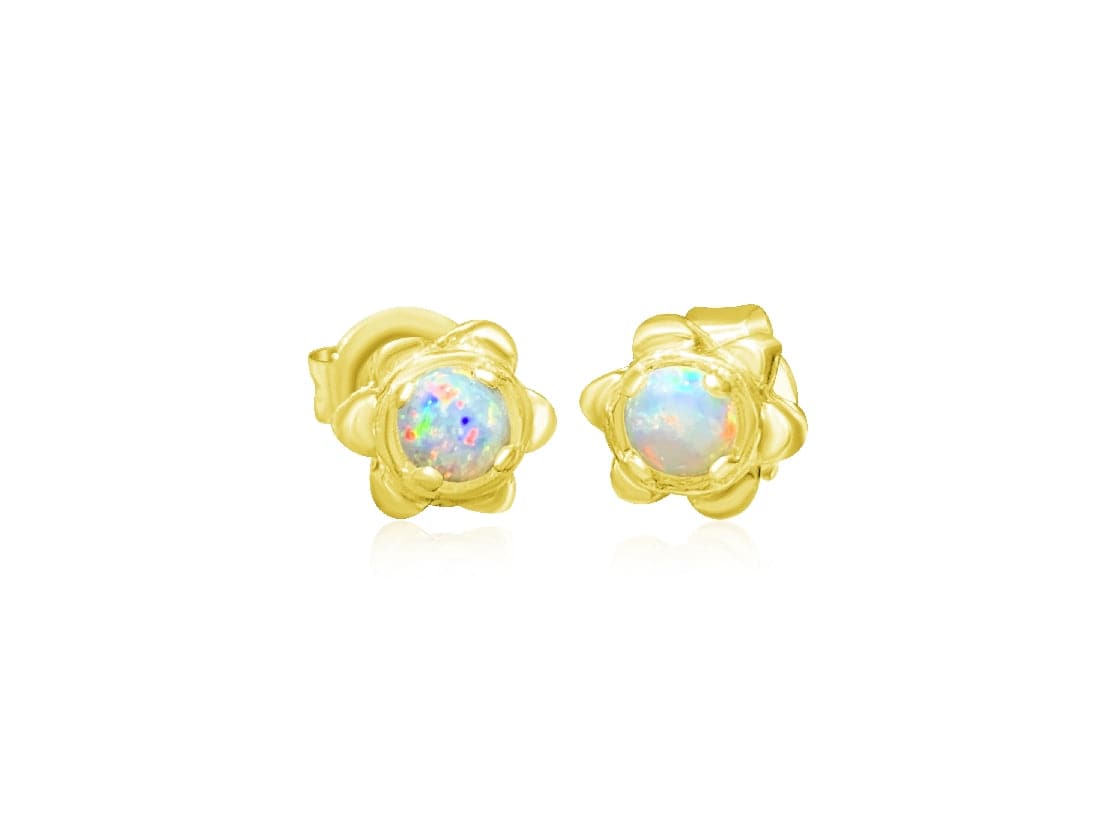 18kt Yellow Gold White Opal studs - Masterpiece Jewellery Opal & Gems Sydney Australia | Online Shop