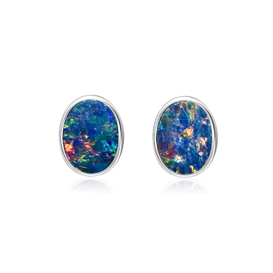 Pair of 9kt White Gold Opal earrings - Masterpiece Jewellery Opal & Gems Sydney Australia | Online Shop