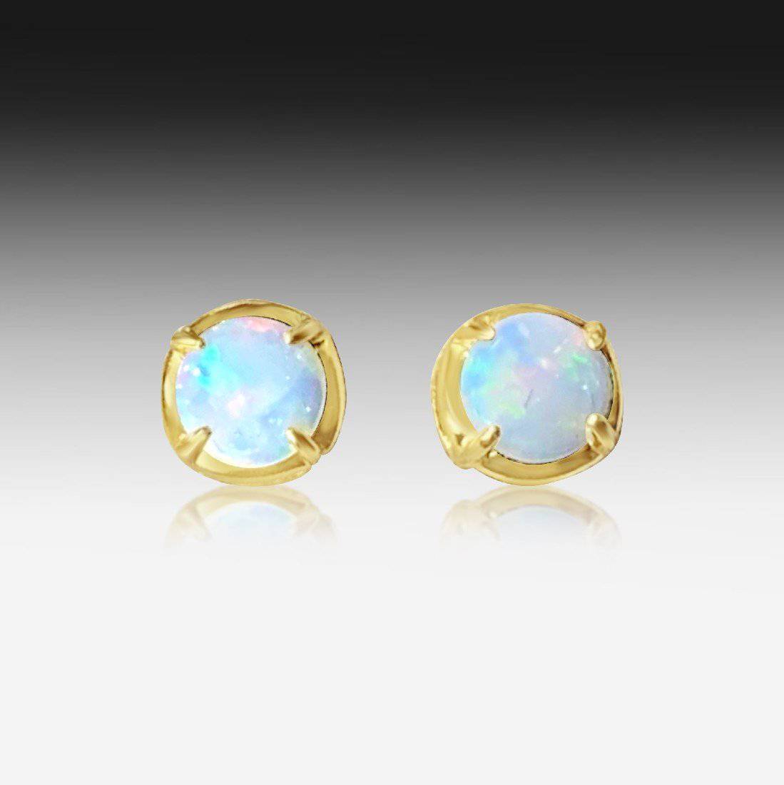 STERLING SILVER GOLD PLATED 6MM OPAL STUDS - Masterpiece Jewellery Opal & Gems Sydney Australia | Online Shop