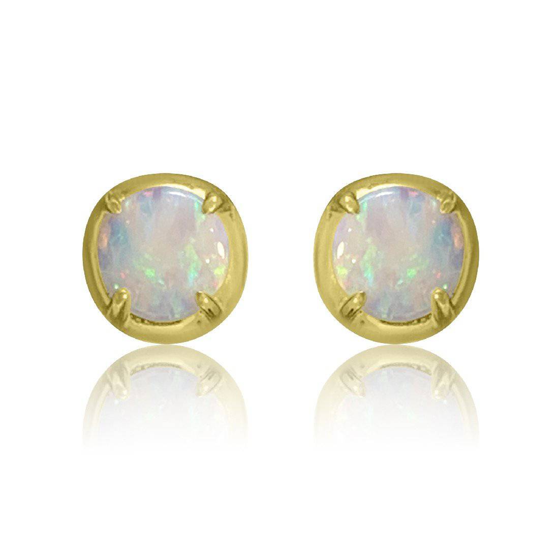 STERLING SILVER GOLD PLATED 6MM OPAL STUDS - Masterpiece Jewellery Opal & Gems Sydney Australia | Online Shop