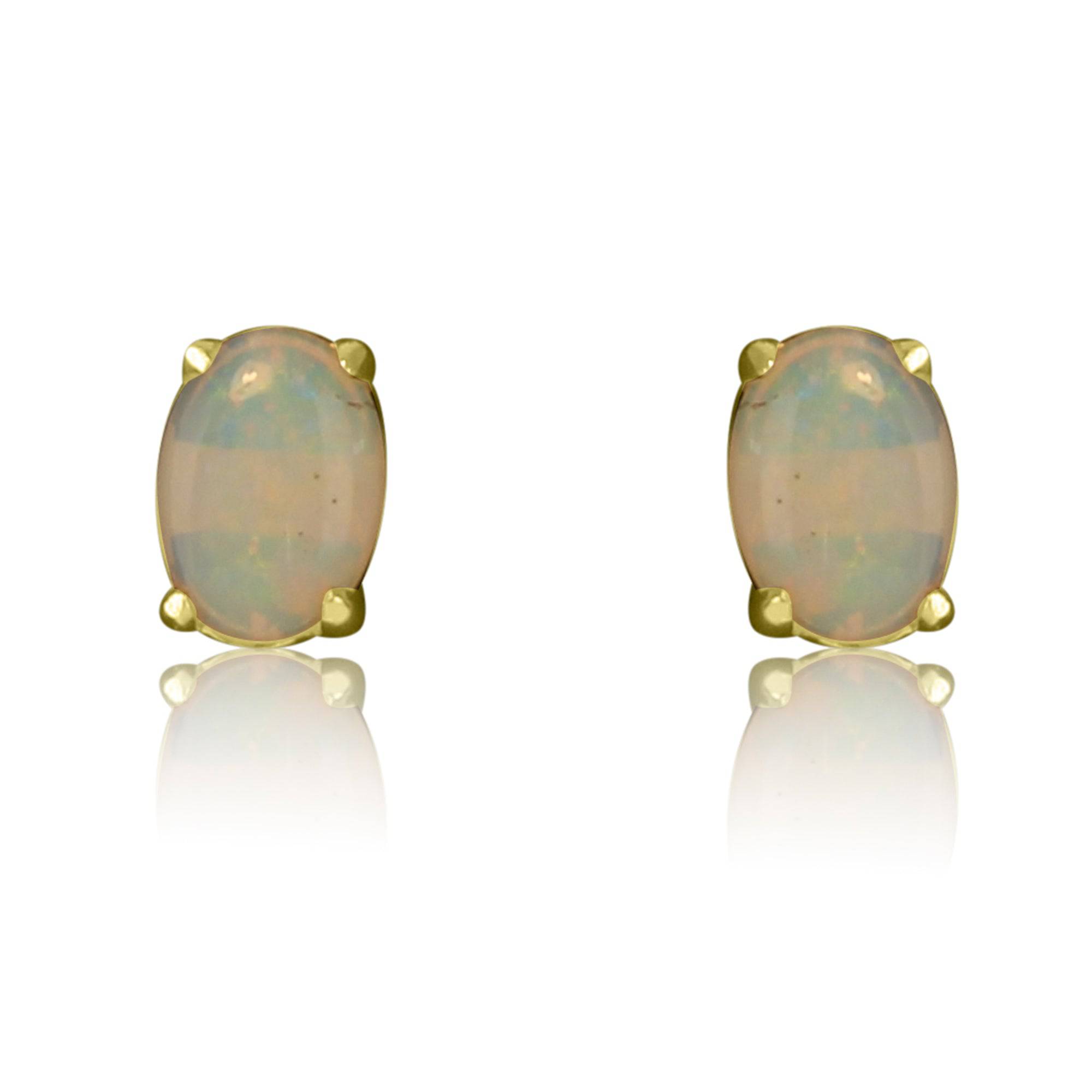 Sterling Silver Gold plated White Opal studs - Masterpiece Jewellery Opal & Gems Sydney Australia | Online Shop