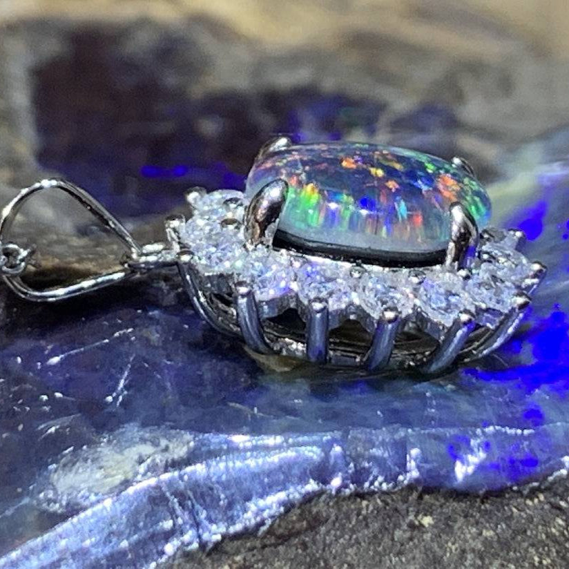 Sterling Silver Opal triplet cluster pendant - Masterpiece Jewellery Opal & Gems Sydney Australia | Online Shop