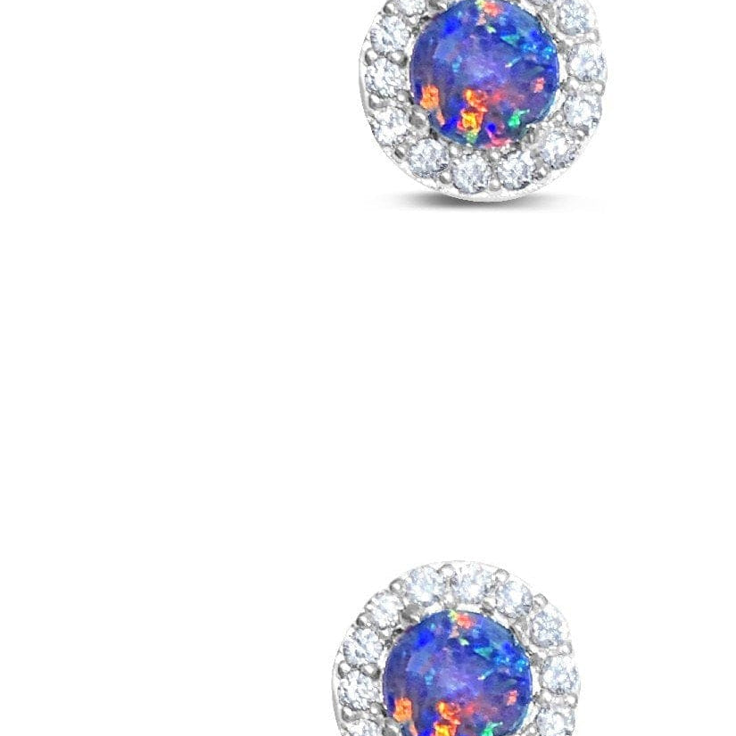 Sterling Silver Opal triplet cluster round earrings - Masterpiece Jewellery Opal & Gems Sydney Australia | Online Shop