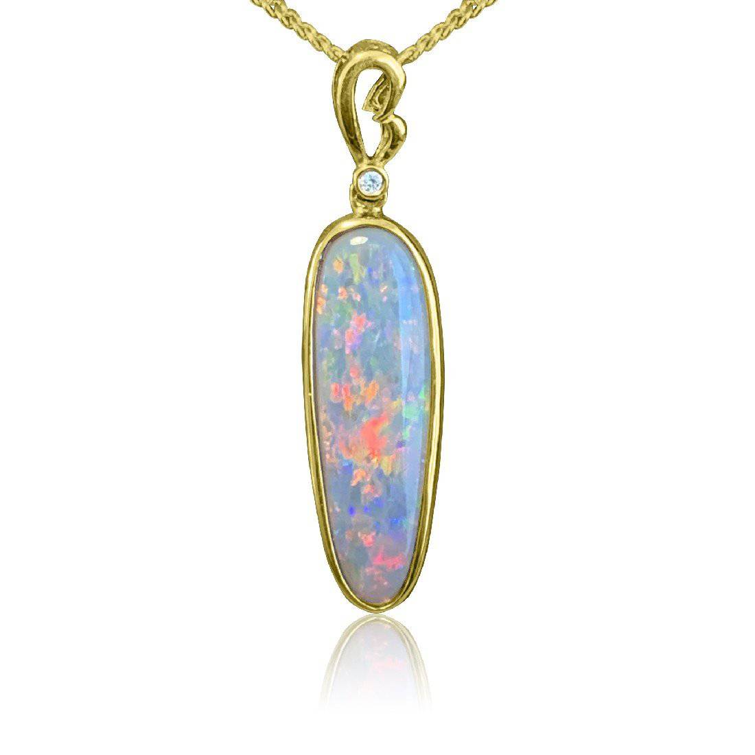 14kt Yellow Gold Opal and Diamond pendant - Masterpiece Jewellery Opal & Gems Sydney Australia | Online Shop