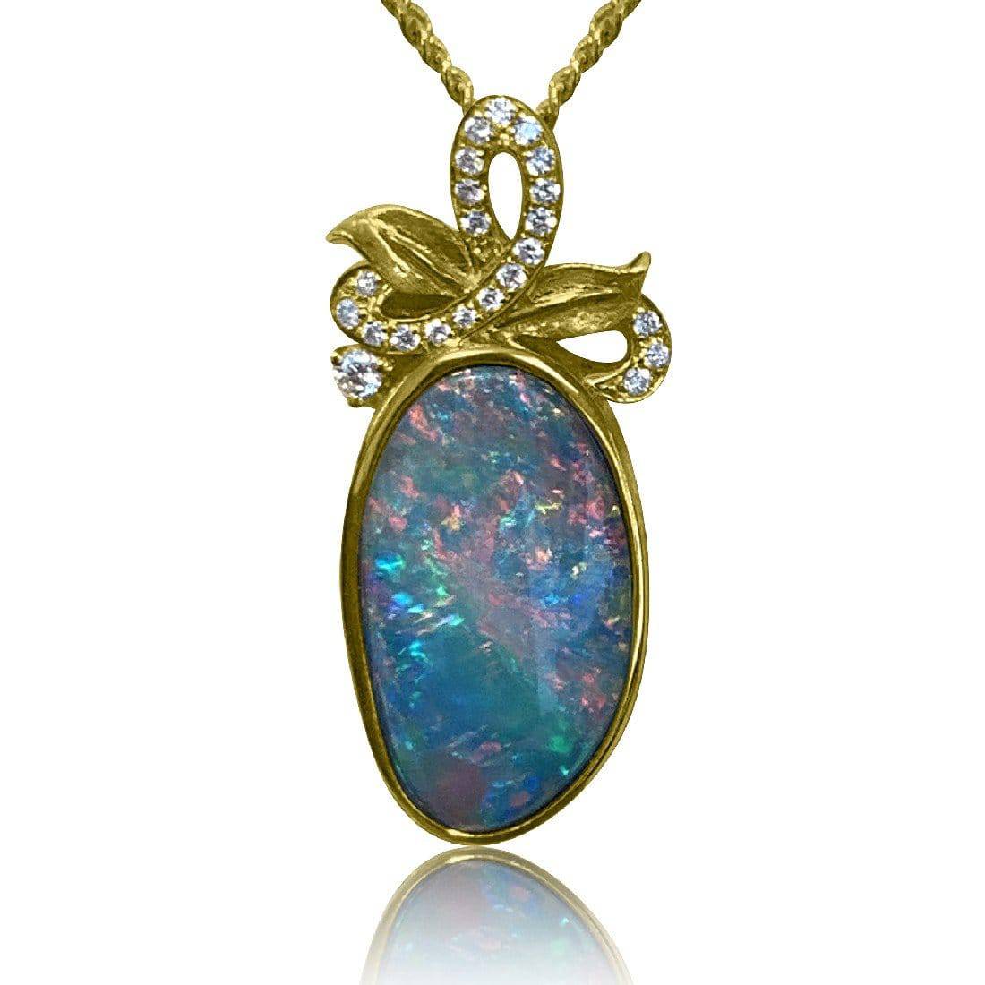14kt Yellow Gold Opal and Diamond pendant - Masterpiece Jewellery Opal & Gems Sydney Australia | Online Shop