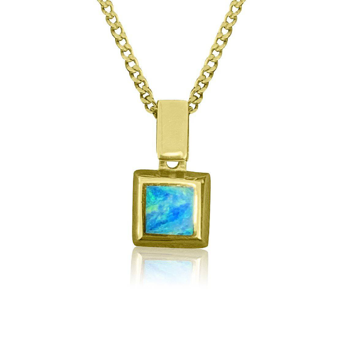 18kt Yellow Gold square Opal inlay pendant - Masterpiece Jewellery Opal & Gems Sydney Australia | Online Shop