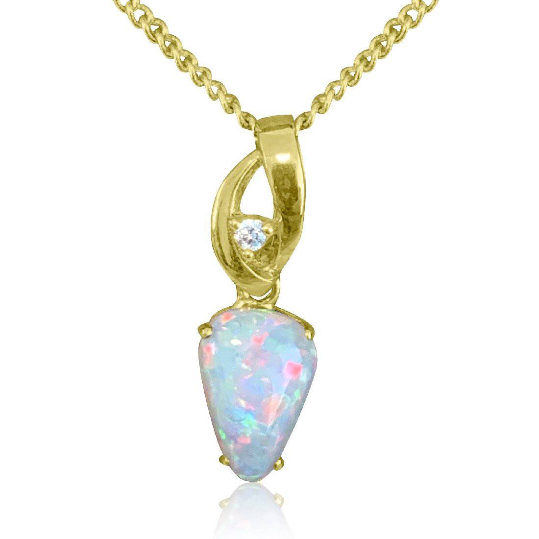 18kt Yellow Gold White Opal pendant - Masterpiece Jewellery Opal & Gems Sydney Australia | Online Shop