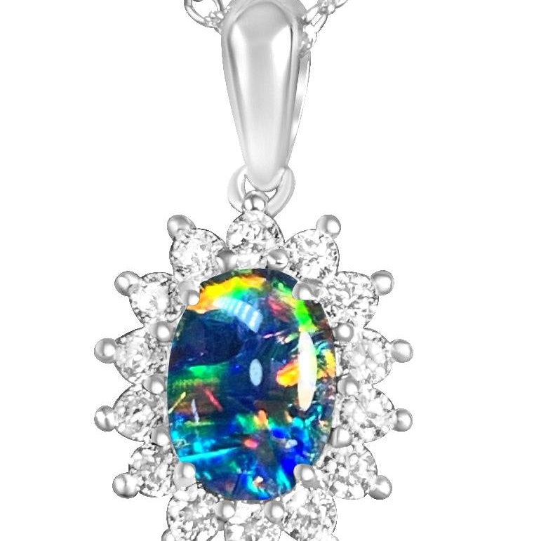 Sterling Silver 7x5mm Opal triplet and wire claw cluster setting - Masterpiece Jewellery Opal & Gems Sydney Australia | Online Shop