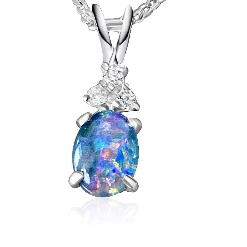 Sterling Silver 8x6mm Opal triplet pendant - Masterpiece Jewellery Opal & Gems Sydney Australia | Online Shop