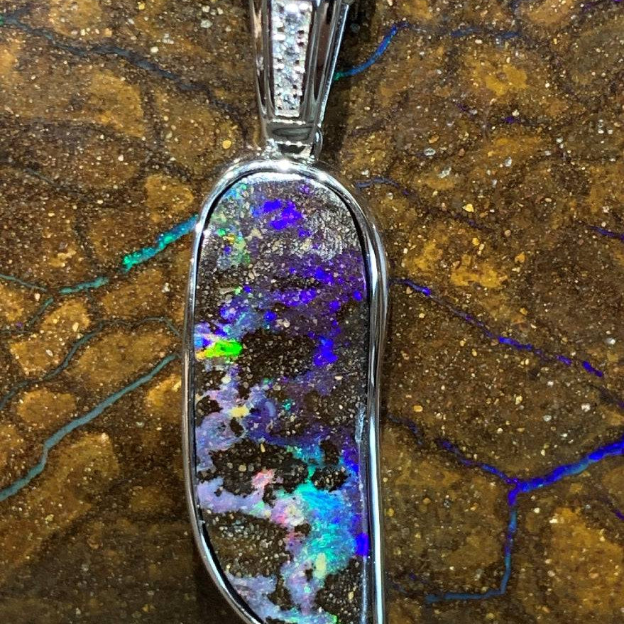 Sterling Silver Boulder Opal pendant - Masterpiece Jewellery Opal & Gems Sydney Australia | Online Shop