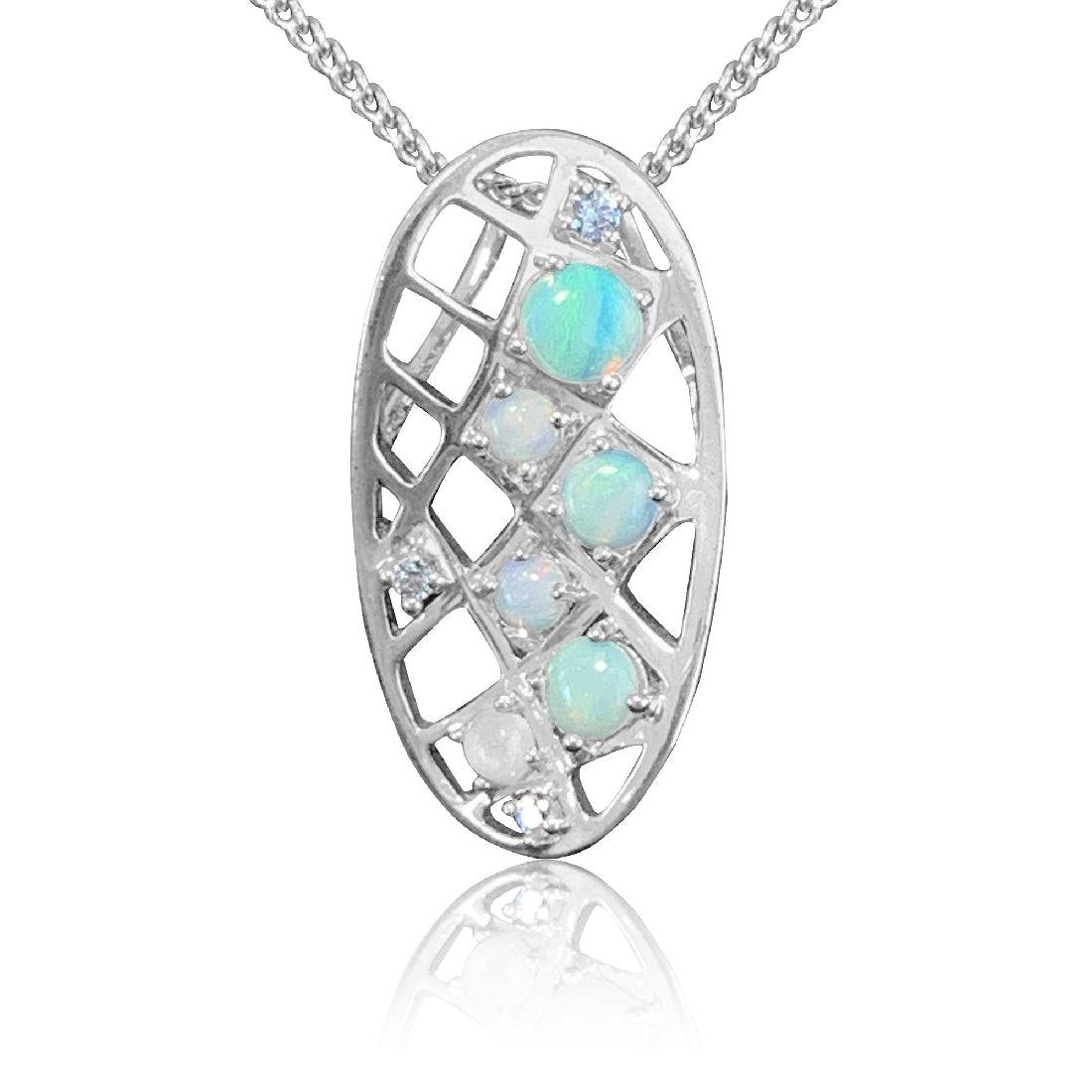 Sterling Silver White Opal pendant - Masterpiece Jewellery Opal & Gems Sydney Australia | Online Shop