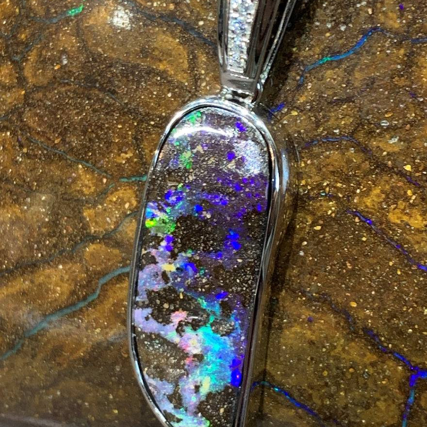 Sterling Silver Boulder Opal pendant - Masterpiece Jewellery Opal & Gems Sydney Australia | Online Shop