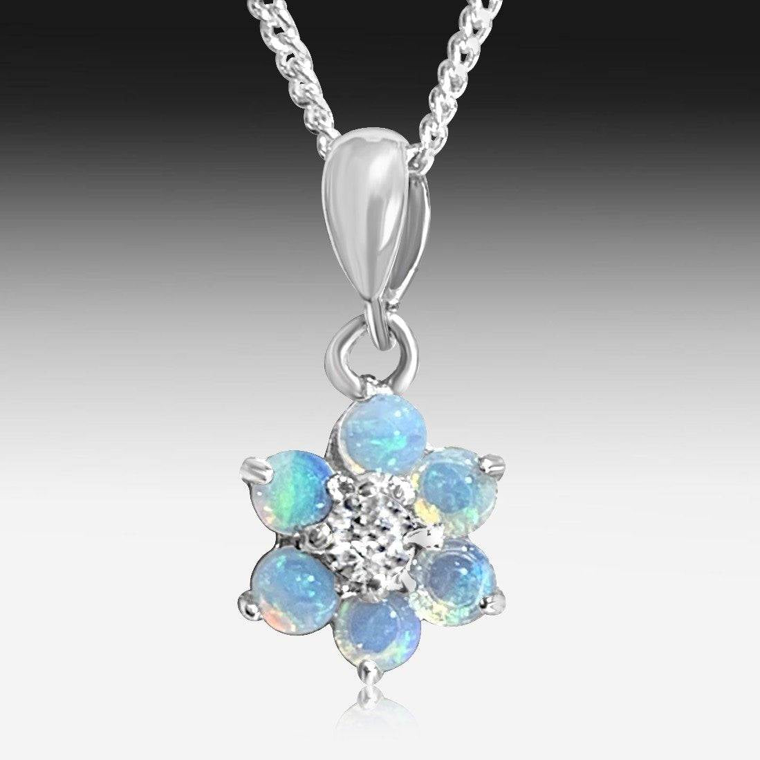 STERLING SILVER FLOWER OPAL PENDANT - Masterpiece Jewellery Opal & Gems Sydney Australia | Online Shop