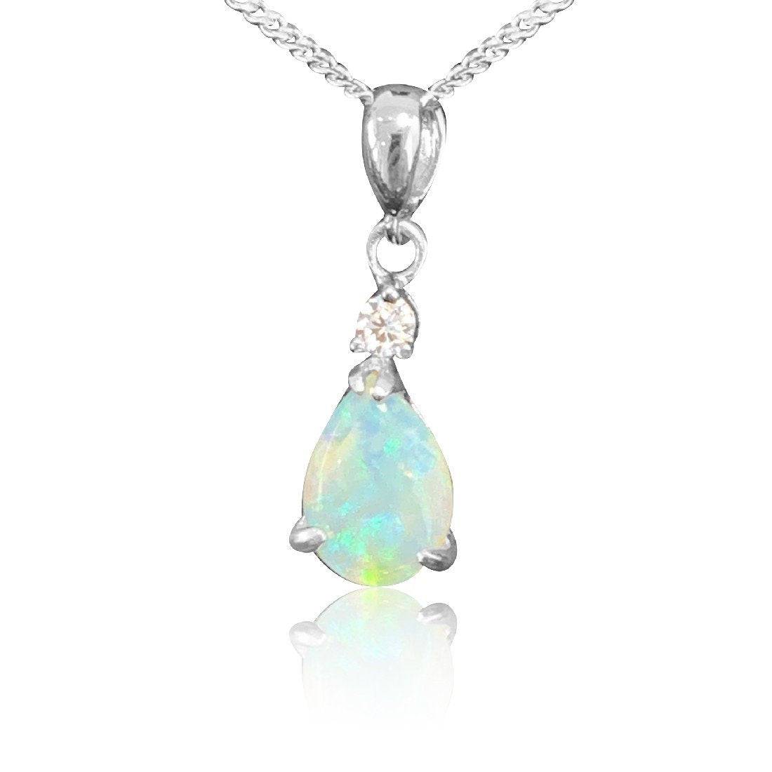 Sterling Silver Pear shape Opal pendant - Masterpiece Jewellery Opal & Gems Sydney Australia | Online Shop