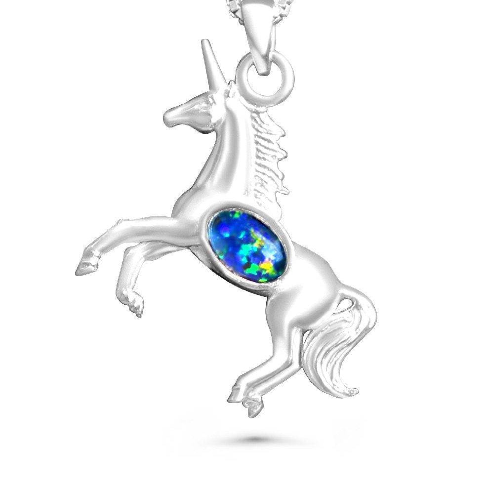 Sterling Silver Unicorn design Opal pendant - Masterpiece Jewellery Opal & Gems Sydney Australia | Online Shop