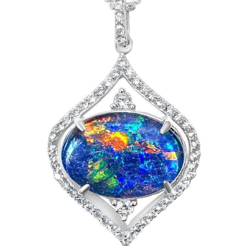 Sterling Sliver Opal Triplet Pendant and Earrings Set - Masterpiece Jewellery Opal & Gems Sydney Australia | Online Shop