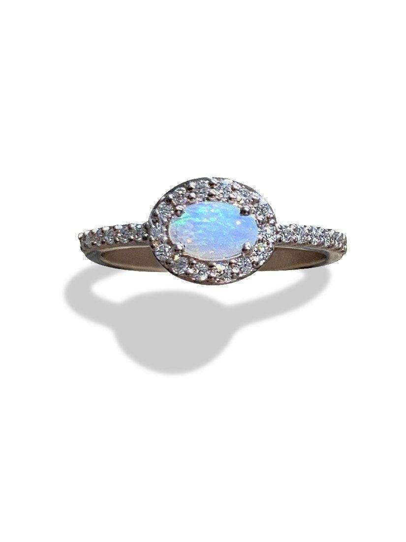 14kt Rose Gold Opal and Diamond ring - Masterpiece Jewellery Opal & Gems Sydney Australia | Online Shop