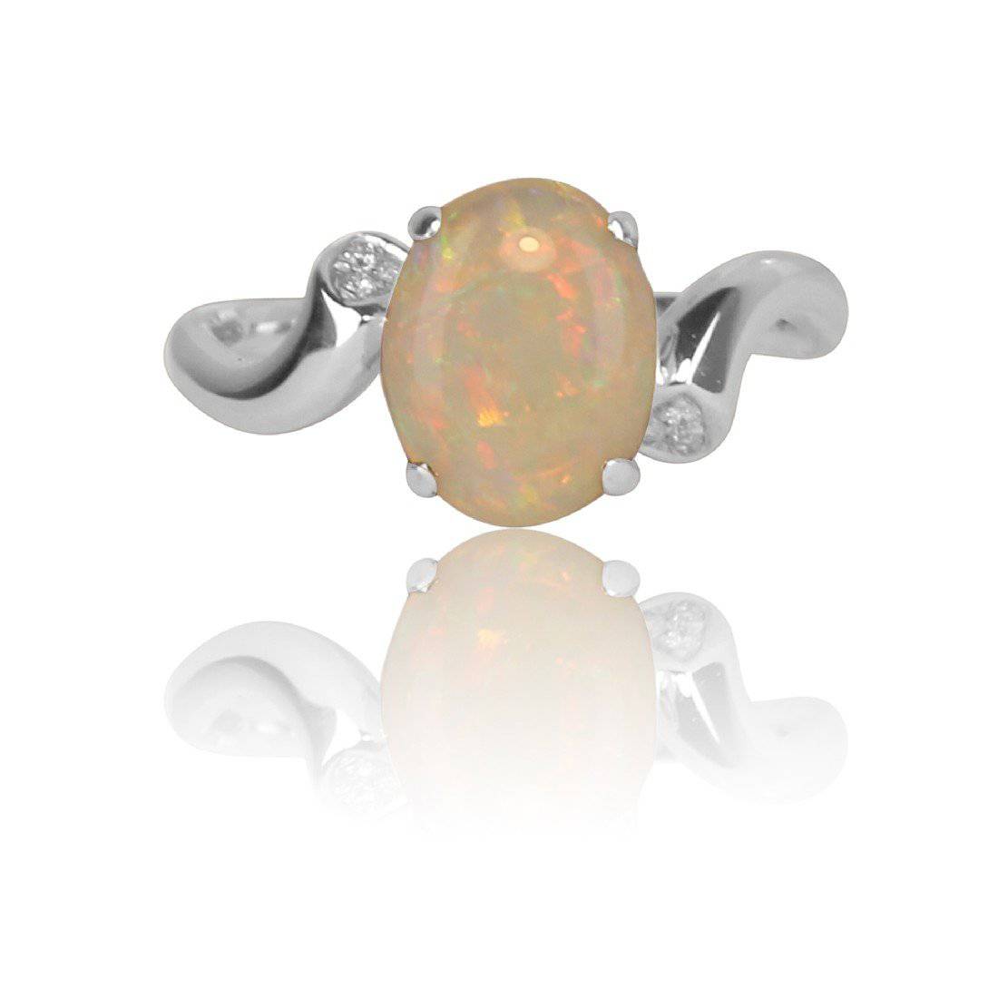 14kt White Gold Opal and Diamond ring - Masterpiece Jewellery Opal & Gems Sydney Australia | Online Shop