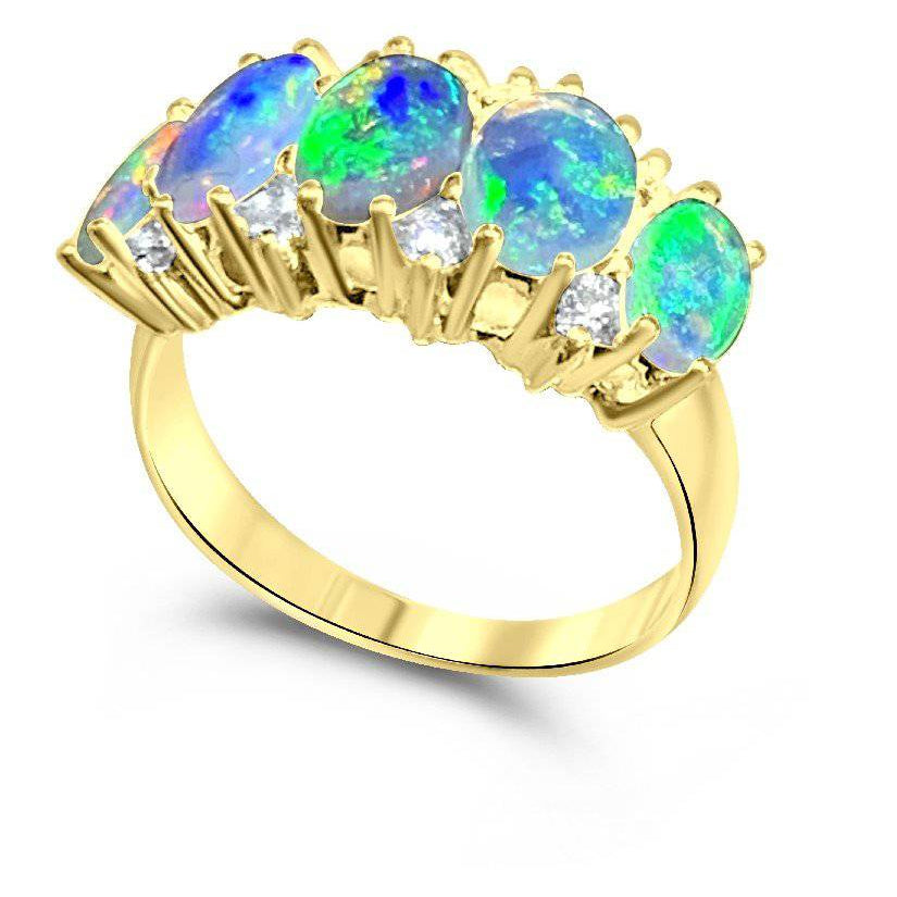 14kt Yellow Gold Opal and Diamond ring - Masterpiece Jewellery Opal & Gems Sydney Australia | Online Shop