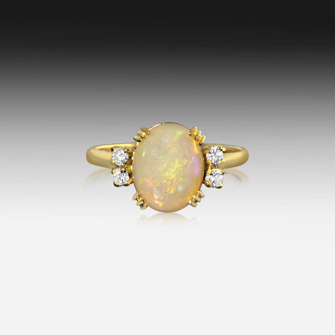 18kt Rose Gold White Opal diamond ring - Masterpiece Jewellery Opal & Gems Sydney Australia | Online Shop