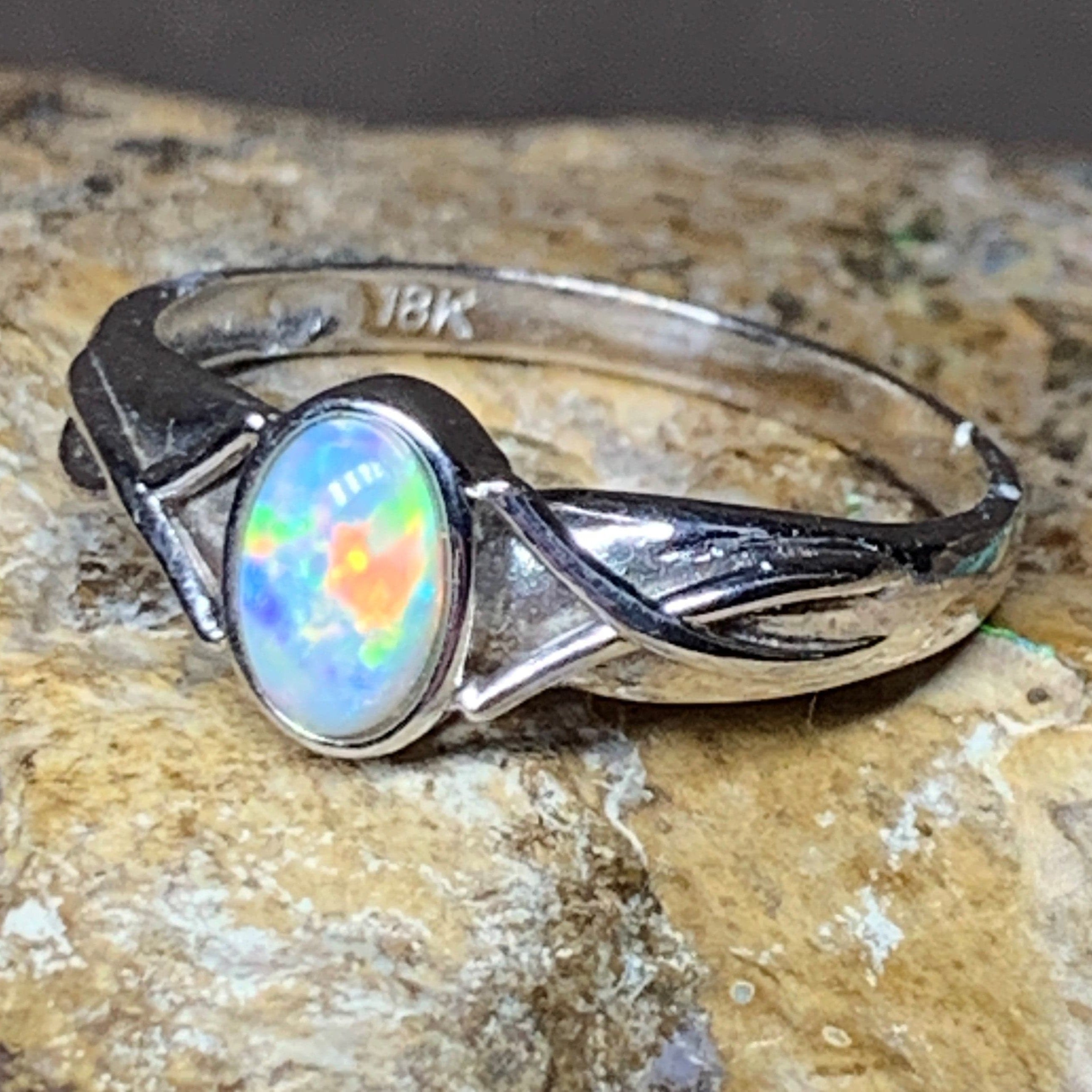 18kt White Gold Crystal Opal solitaire ring - Masterpiece Jewellery Opal & Gems Sydney Australia | Online Shop