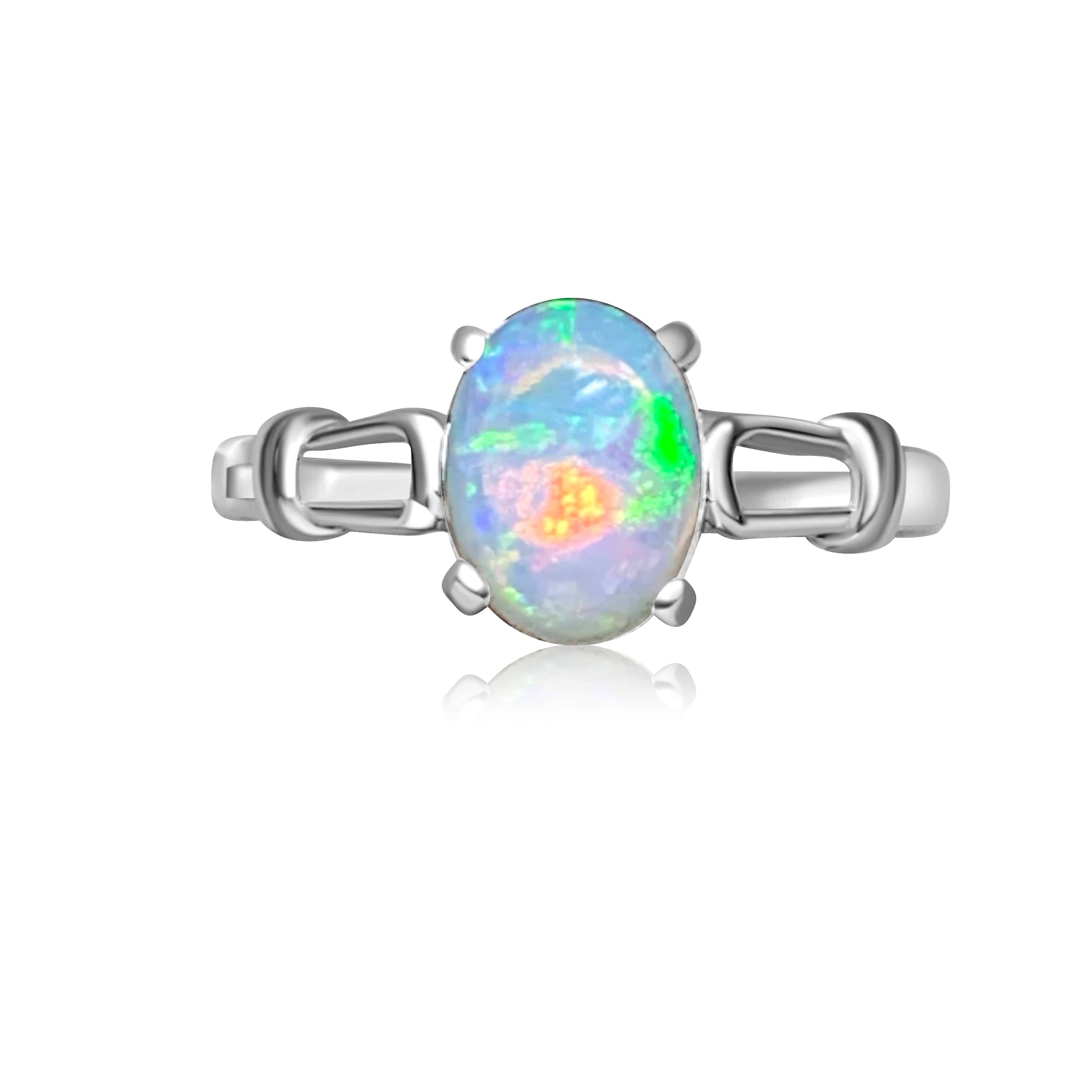 18kt White Gold Light Opal solitaire ring - Masterpiece Jewellery Opal & Gems Sydney Australia | Online Shop
