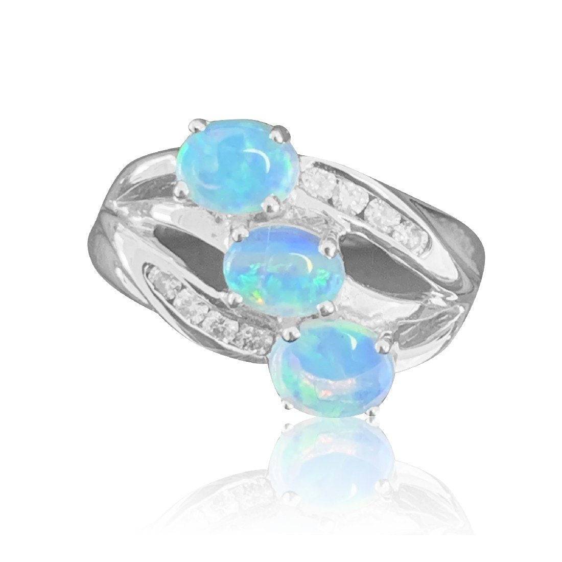 18kt White Gold Opal and diamond ring - Masterpiece Jewellery Opal & Gems Sydney Australia | Online Shop