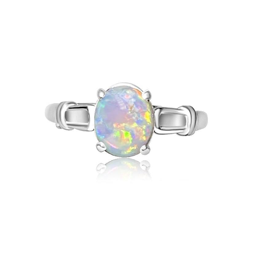 18kt White Gold solitaire Black Opal ring - Masterpiece Jewellery Opal & Gems Sydney Australia | Online Shop