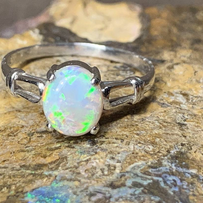 18kt White Gold solitaire Black Opal ring - Masterpiece Jewellery Opal & Gems Sydney Australia | Online Shop
