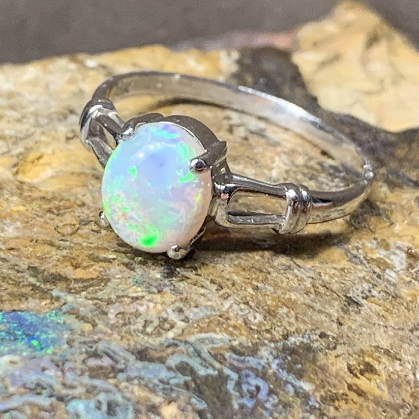 18kt White Gold solitaire Black Opal ring - Masterpiece Jewellery Opal & Gems Sydney Australia | Online Shop