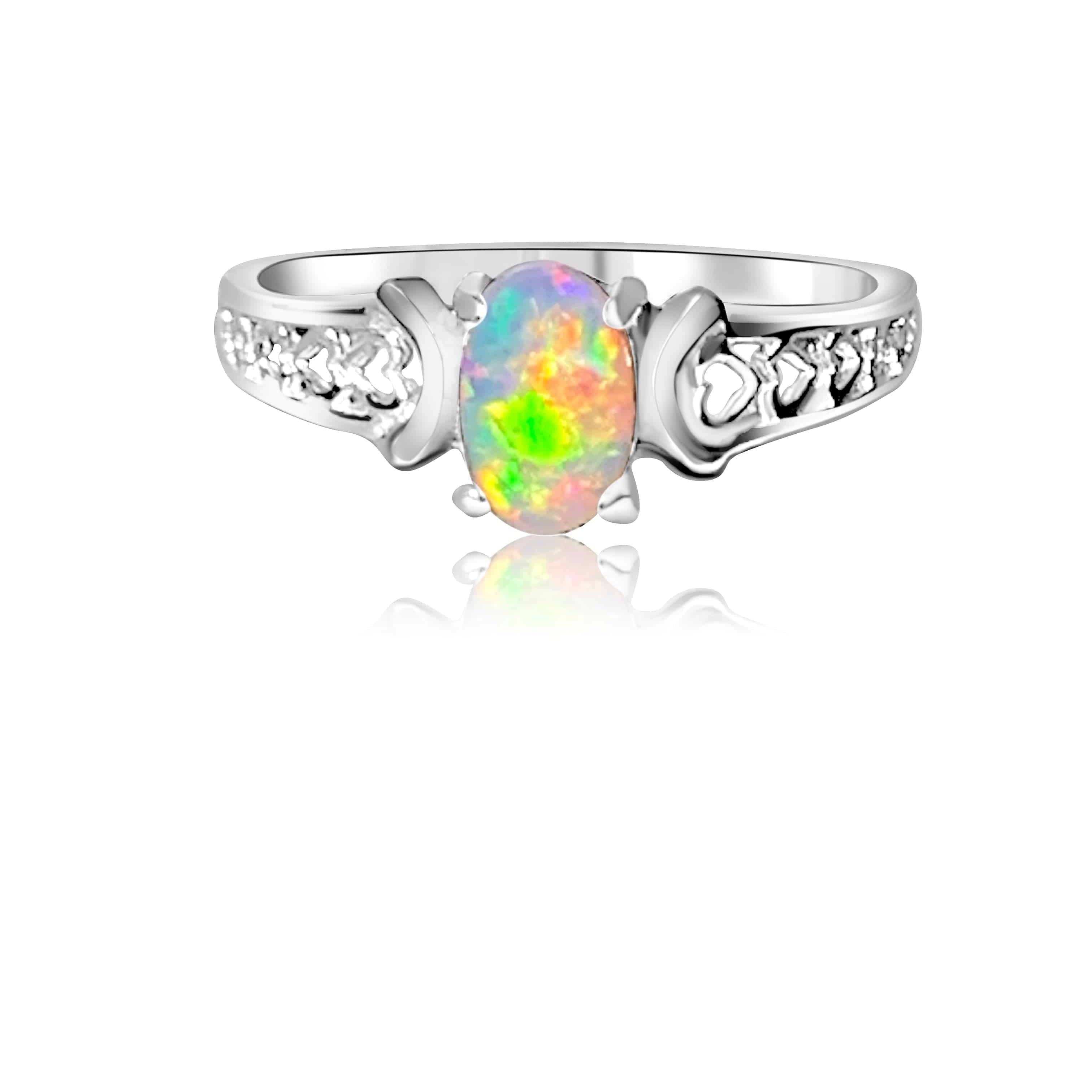 18kt White Gold Solitaire Opal ring - Masterpiece Jewellery Opal & Gems Sydney Australia | Online Shop