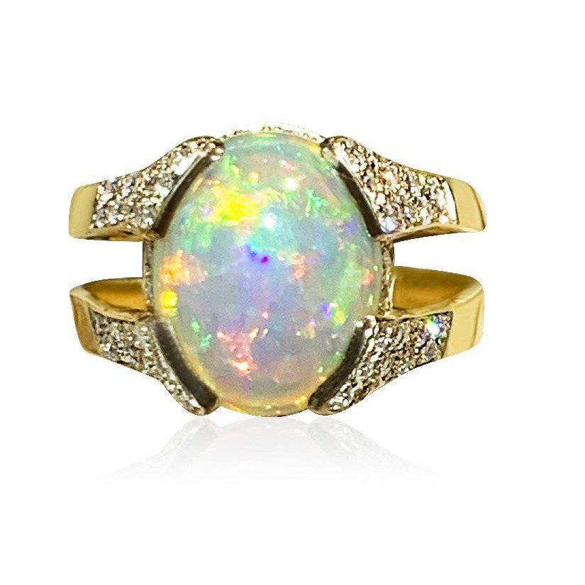 18kt Yellow and White Gold Black Crystal and Diamond ring - Masterpiece Jewellery Opal & Gems Sydney Australia | Online Shop